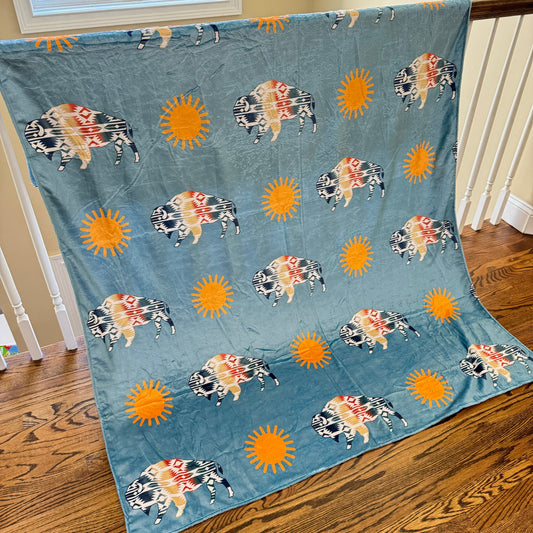 Buffalo Aztec Western Sun Blanket - Cozy and Stylish Throw | Arimel by Emily