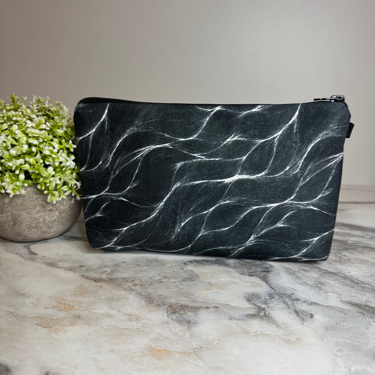 Grey Waves zipper pouch by Arimel by Emily