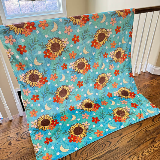 Sunflower Moon Floral Blanket - Cozy and Stylish Throw | Arimel by Emily