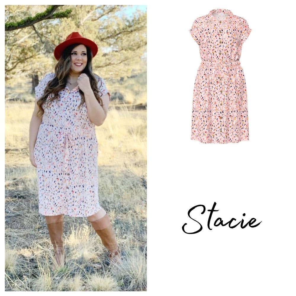 Stacie Shirt Dress - Blush Print