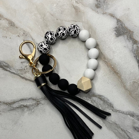 Silicone Bracelet Keychain - Paw - Black