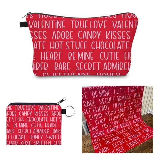 Be Mine Words - Mini Pouch - Multi Use Pouch  and Blanket Set - Arimel by Emily