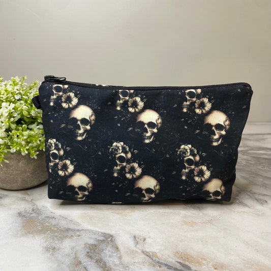 Pouch - Black Floral Skull