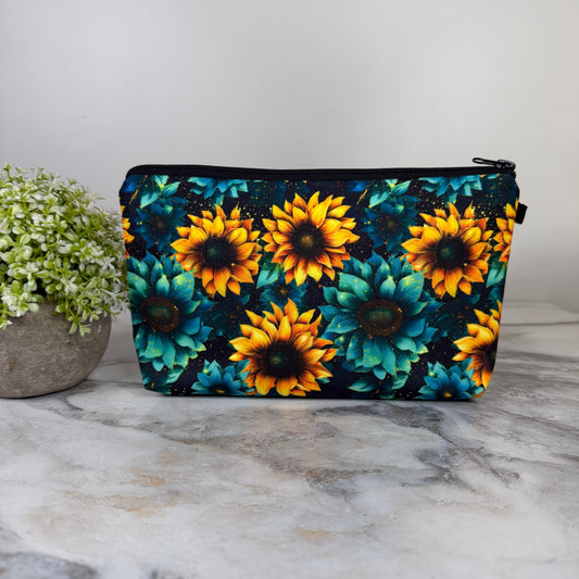 Sunflower Teal & Yellow pouch by Arimel by Emily