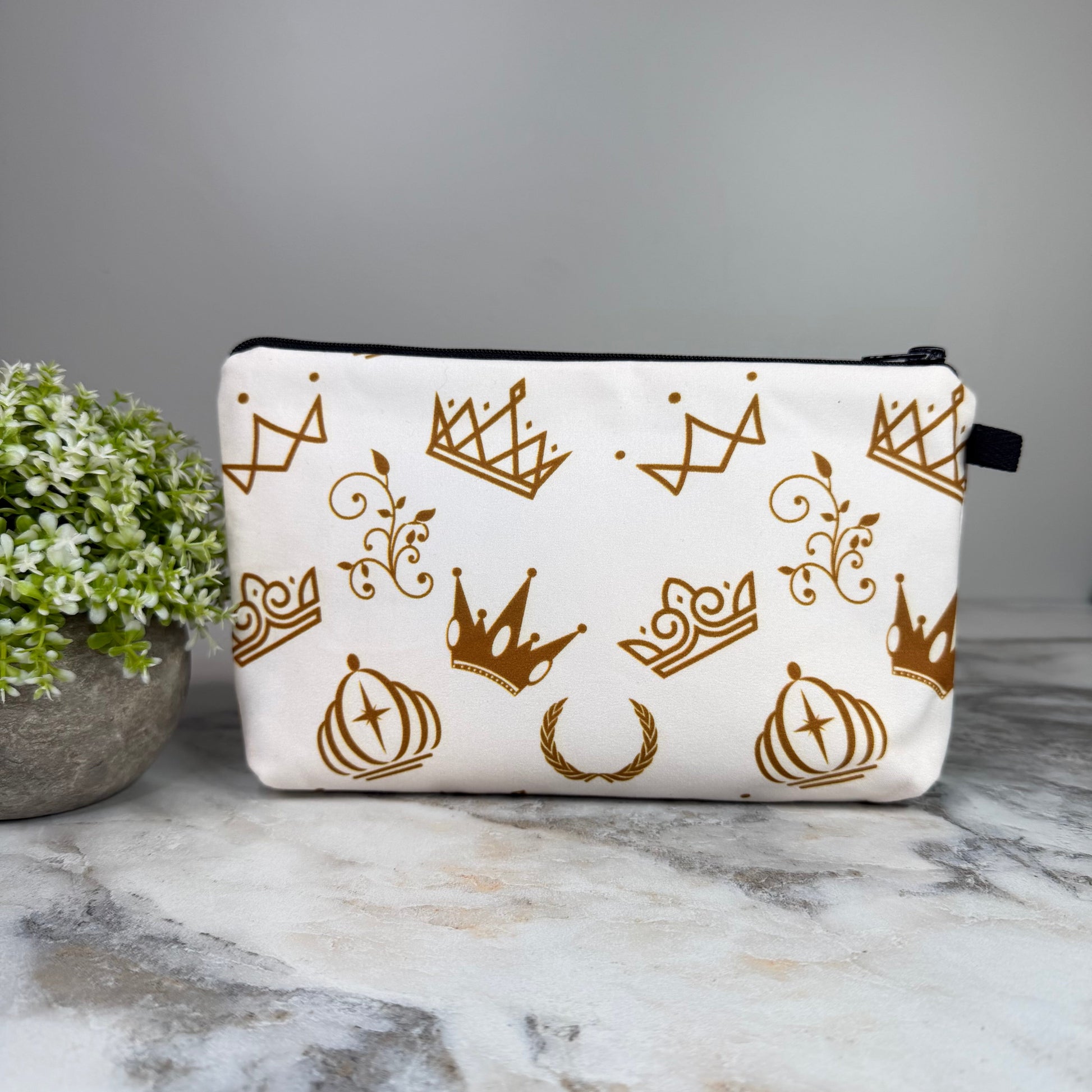 Gold Crown zipper pouch by Arimel by Emily