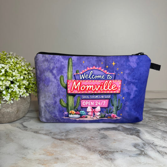 Mom, Welcome To Momville zipper pouch by Arimel by Emily