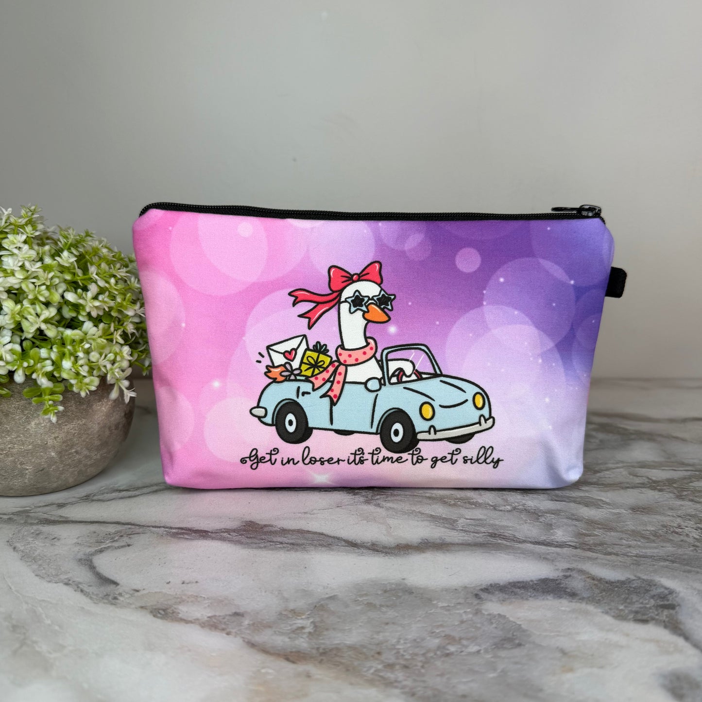 Goose Get In Be Silly zipper pouch by Arimel by Emily