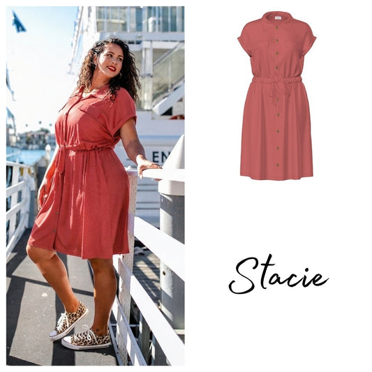 Stacie Shirt Dress - Rust Solid
