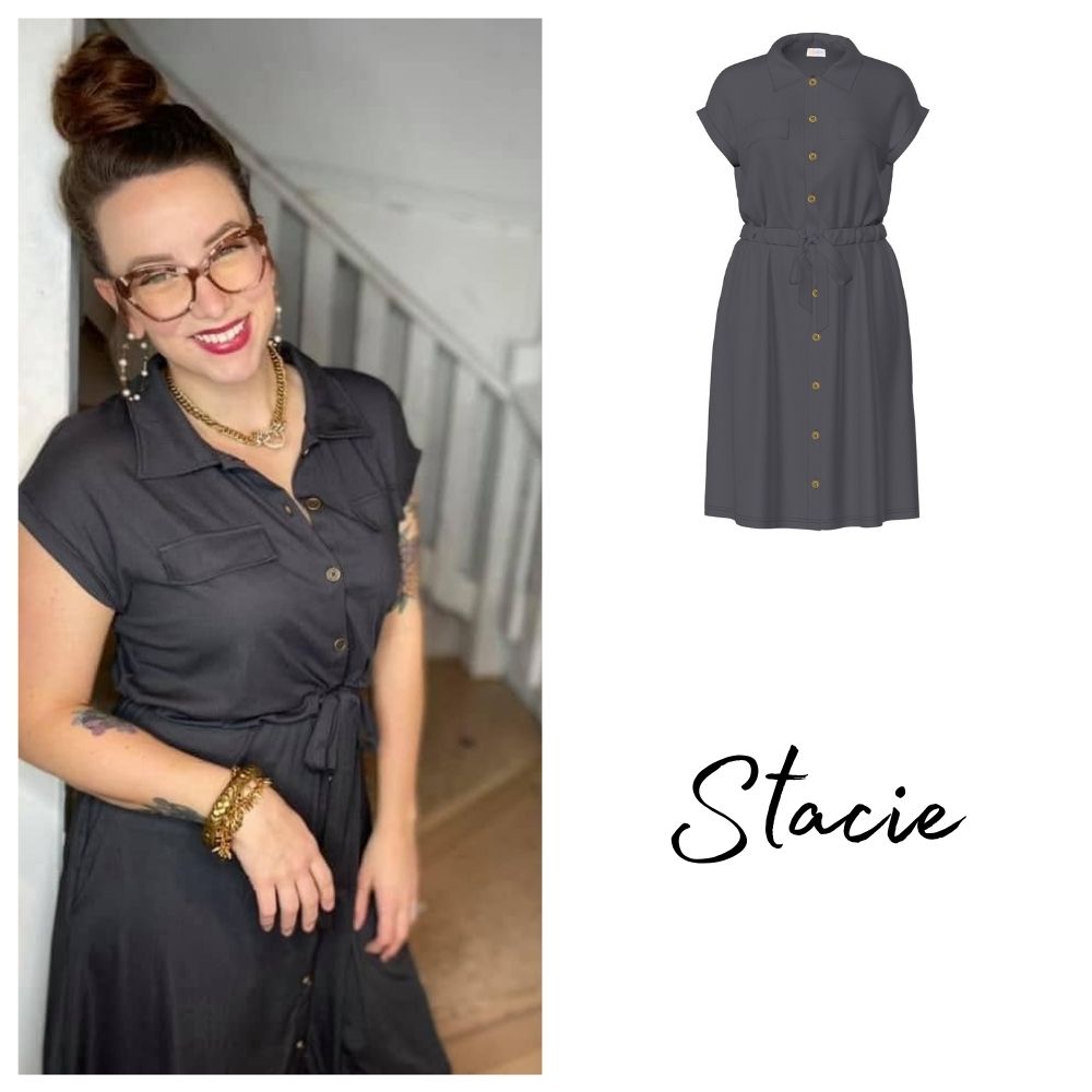 Stacie Shirt Dress - Solid Forged Iron Grey