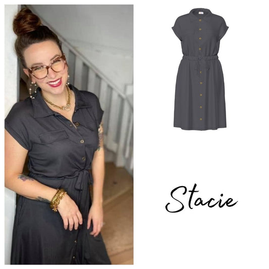 Stacie Shirt Dress - Solid Forged Iron Grey
