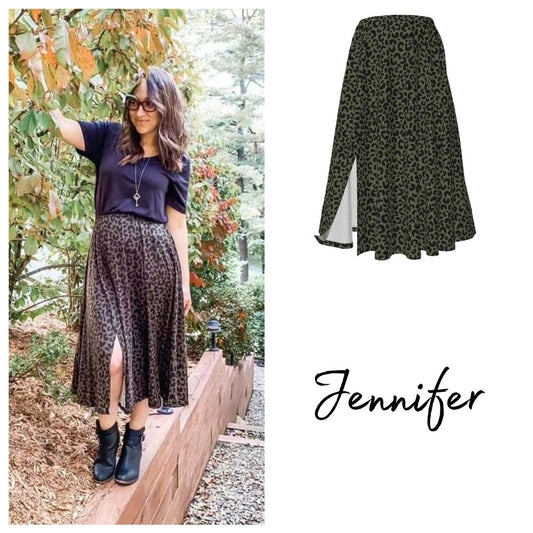 Jennifer Skirt - Olive Green Animal Print