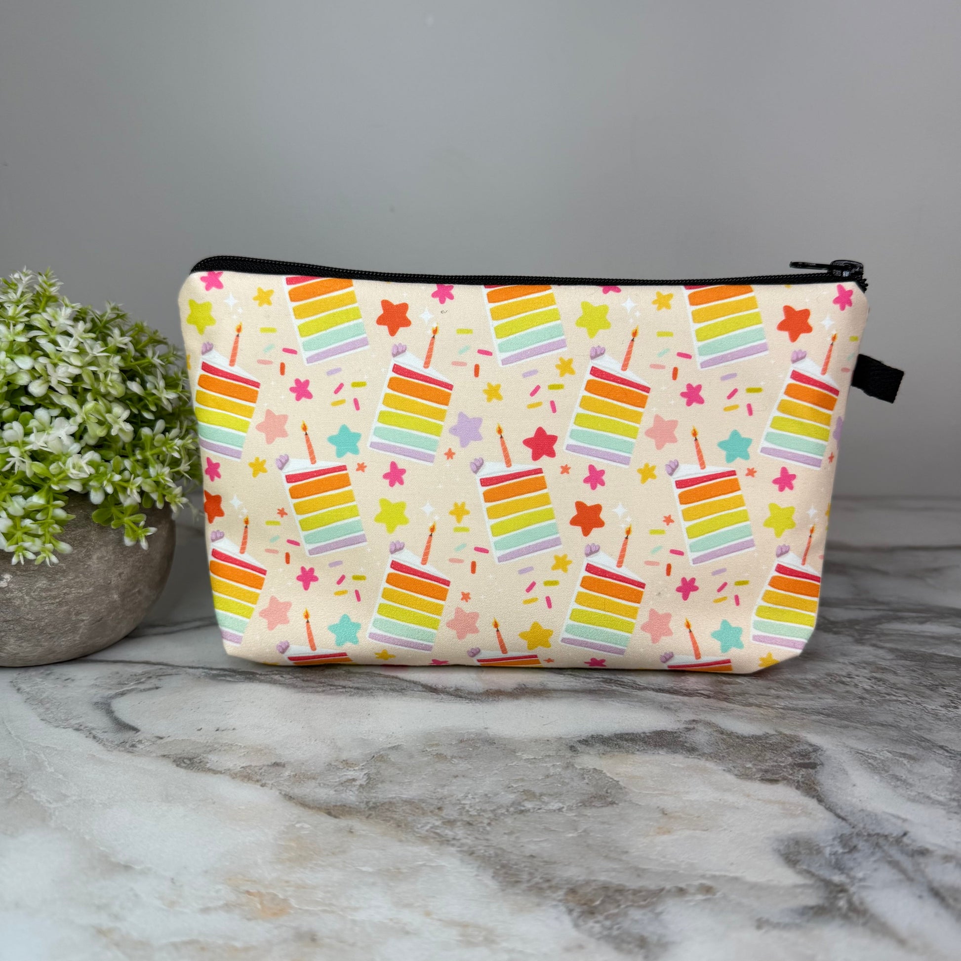 Rainbow Birthday Cake zipper pouch by Arimel by Emily