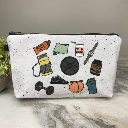 Pouch - Gym Workout on Speckled White