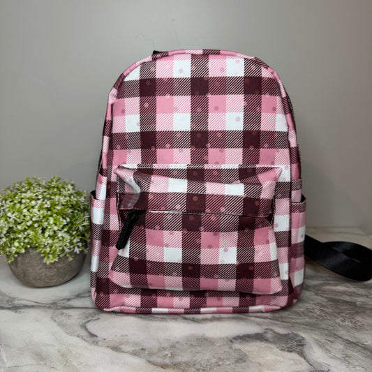 Valentine’s Day Pink Plaid mini backpack by Arimel by Emily