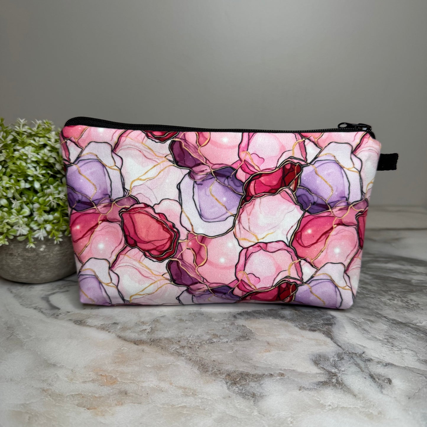 Marble Purple Pink zipper pouch by Arimel by Emily
