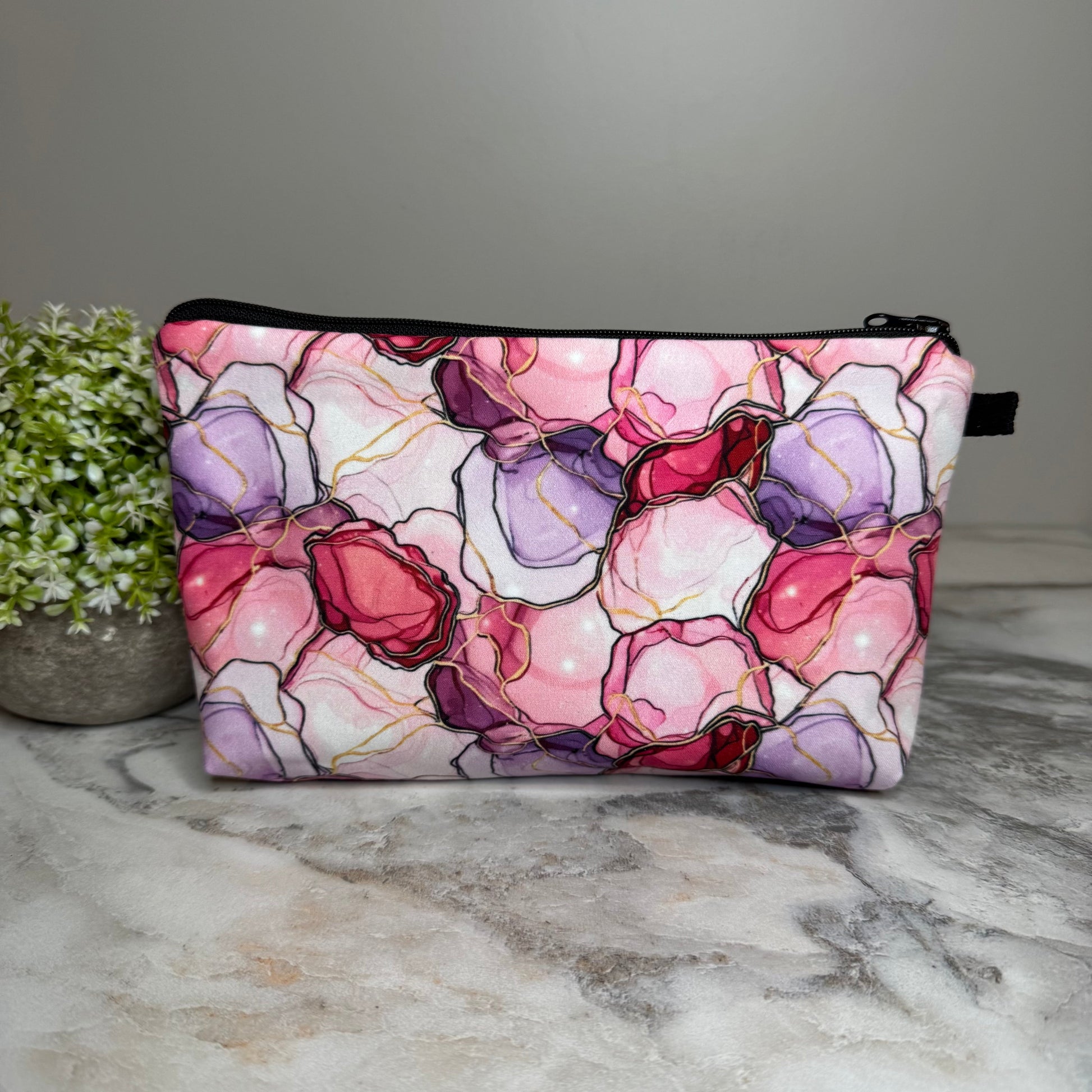 Marble Purple Pink zipper pouch by Arimel by Emily