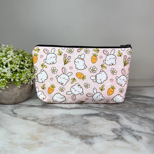 Bunny Carrot on Pink Easter pouch by Arimel by Emily