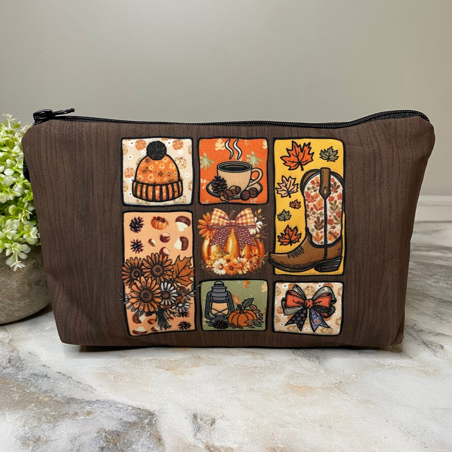 Pouch - Fall Things on Brown