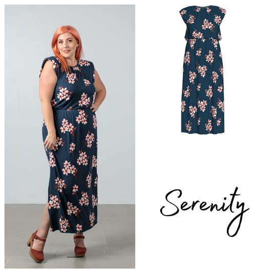 Career Serenity Maxi Dress - Navy Pink Floral