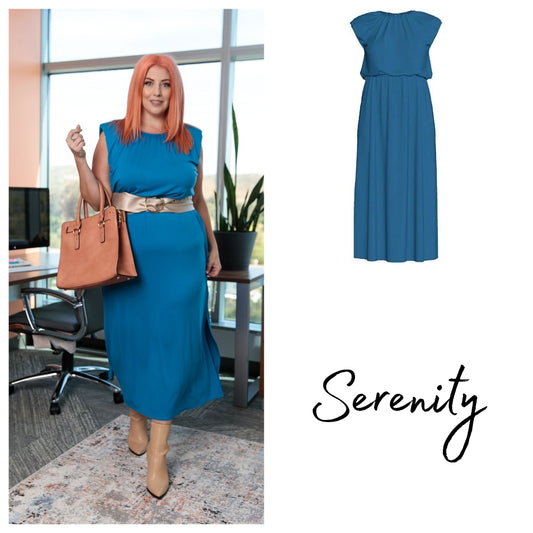 Career Serenity Maxi Dress - Solid Vallarta Blue