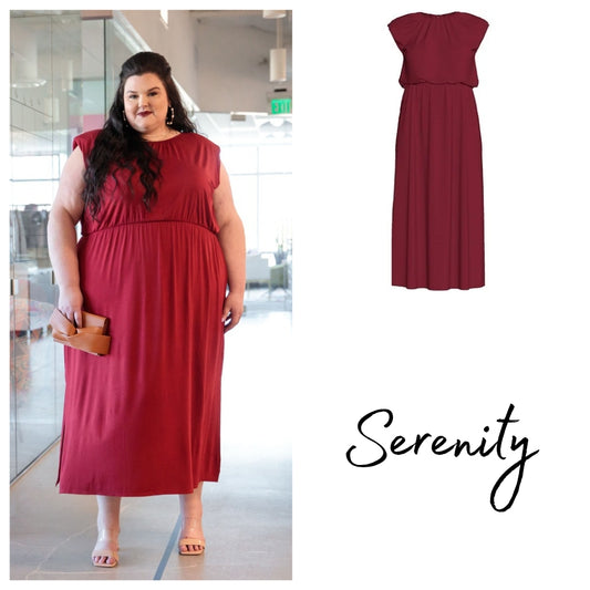 Career Serenity Maxi Dress - Solid Rhubarb Red