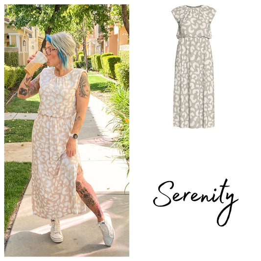 Career Serenity Maxi Dress - Beige Cheetah Print