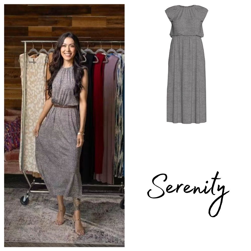 Career Serenity Maxi Dress - Grey Cross Hatching