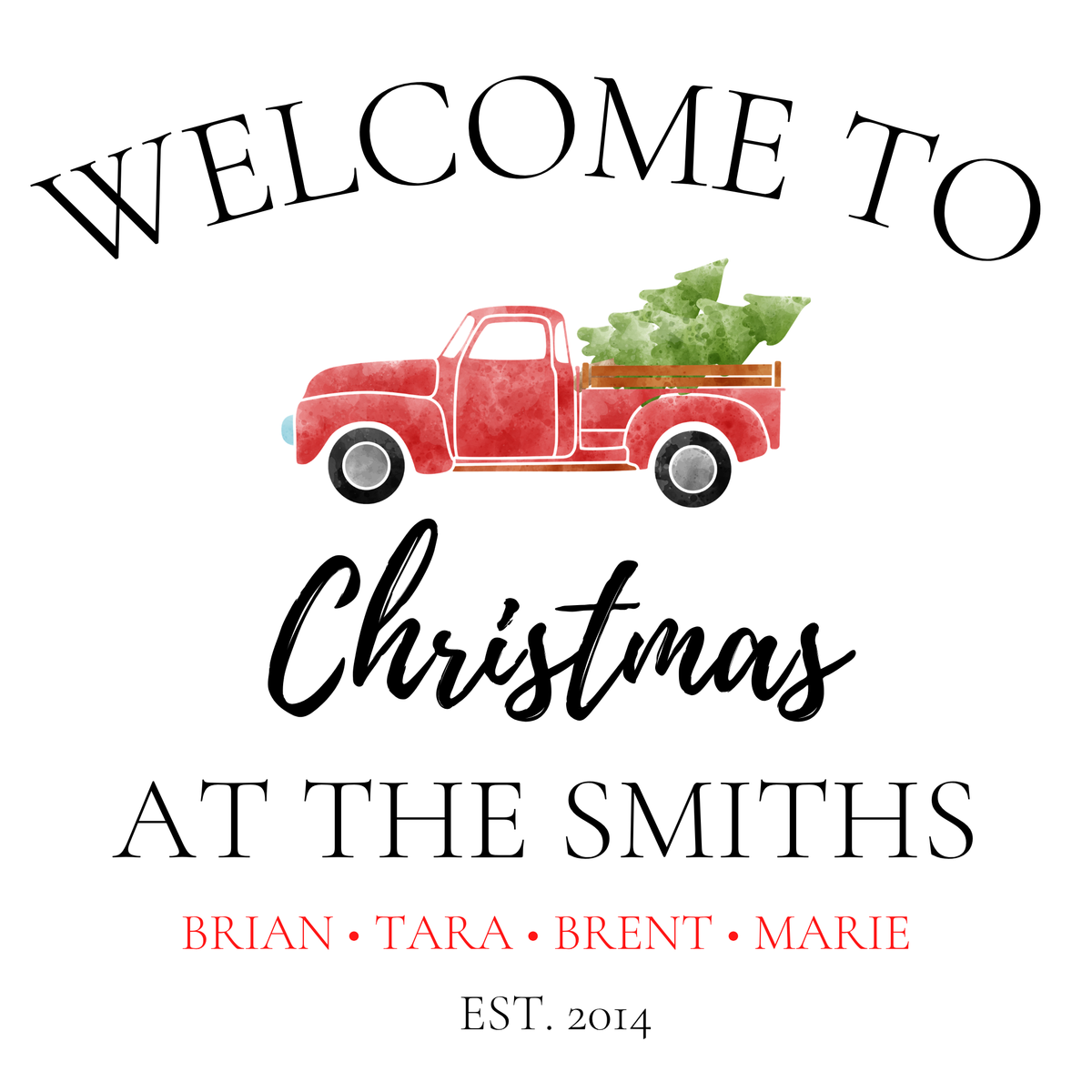 Personalized Family Name Christmas Sign (Digital Print)