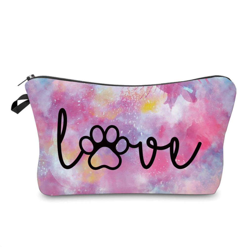 Tie Dye Paw Love zipper pouch by Arimel by Emily, ships same day